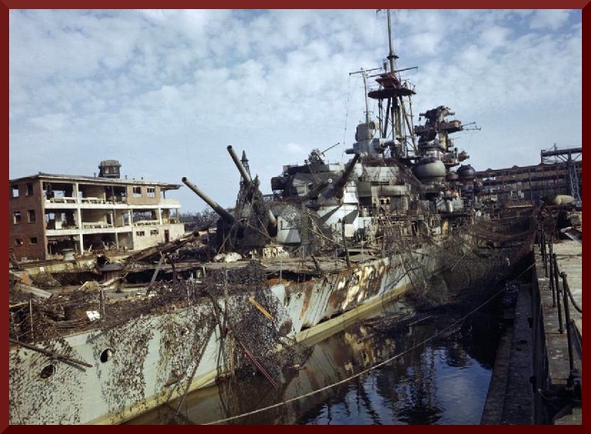 Admiral Hipper cruiser in dry dock Kiel 1945