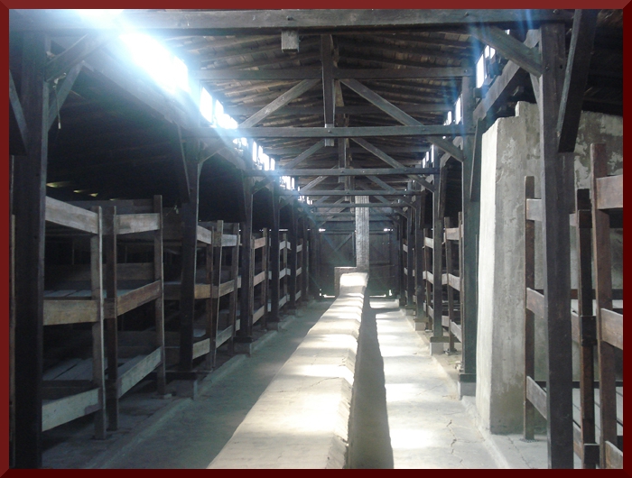 Latrinen und Baracken in Auschwitz