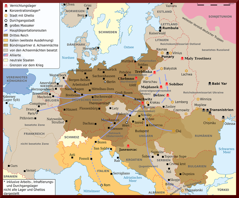 WW2 Holocaust Europe map-de