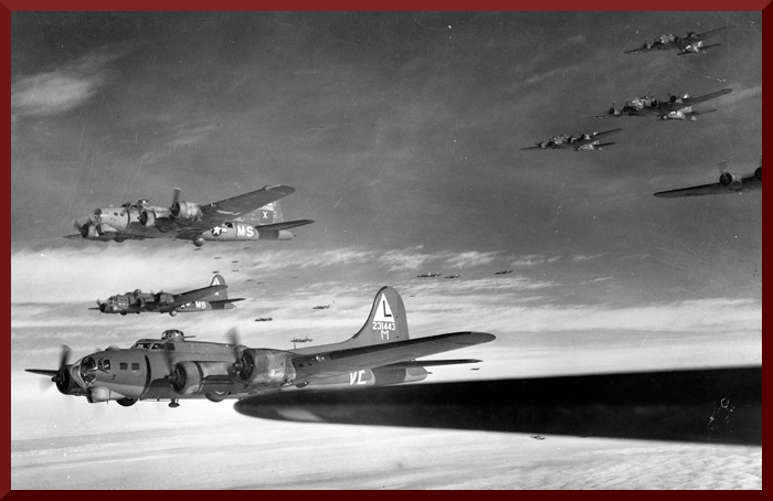 B-17Gs 381st BG en route to target c1944